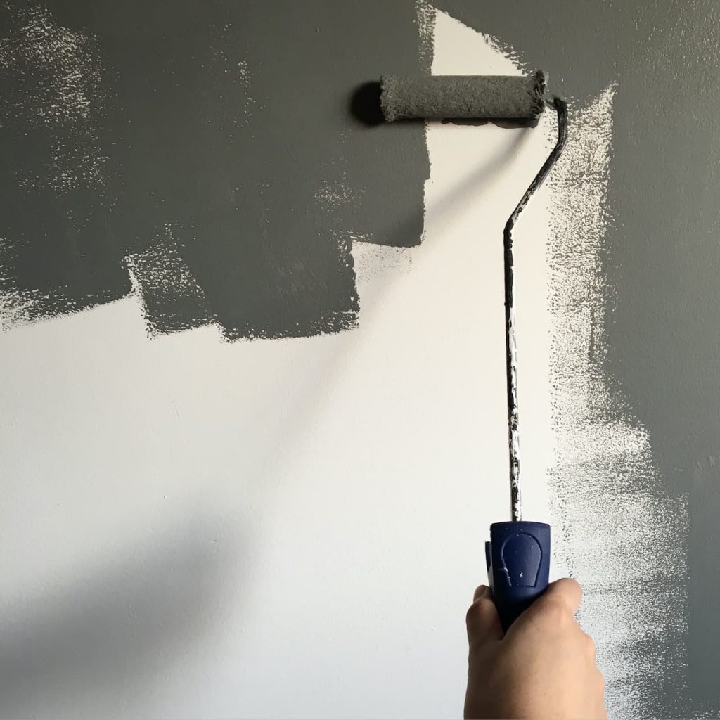 hand roller painting new kitchen renovation 