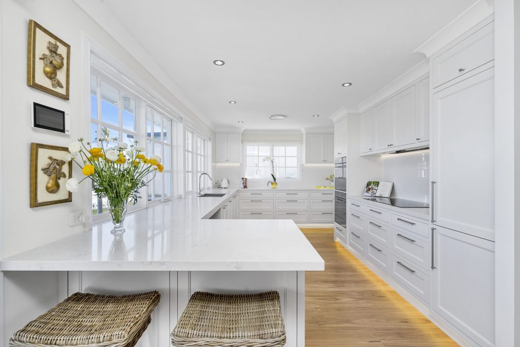 BJF Joinery surfers paradise kitchen renovation. White cabinets, strip lighting, luxury style. future of kitchen renovations