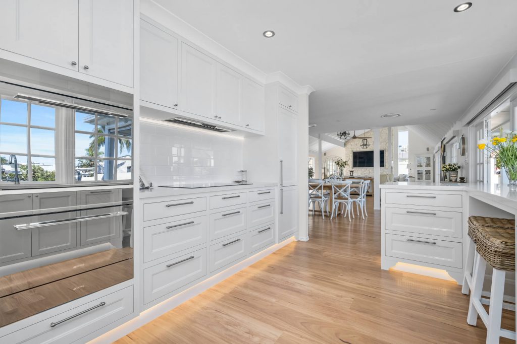 Surfers Paradise Kitchen Renovation with lighting ambient on the cabinet floor