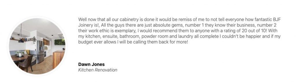 a kitchen renovation testimonial from a gold coast client